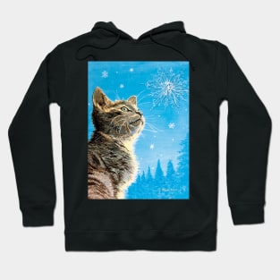 Winter Kitten and Snowflake Hoodie